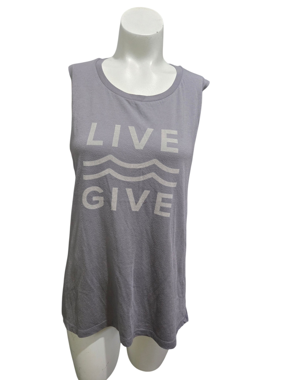 Vuori LIVE GIVE Graphic Tank Top Gray Sleeveless Large
